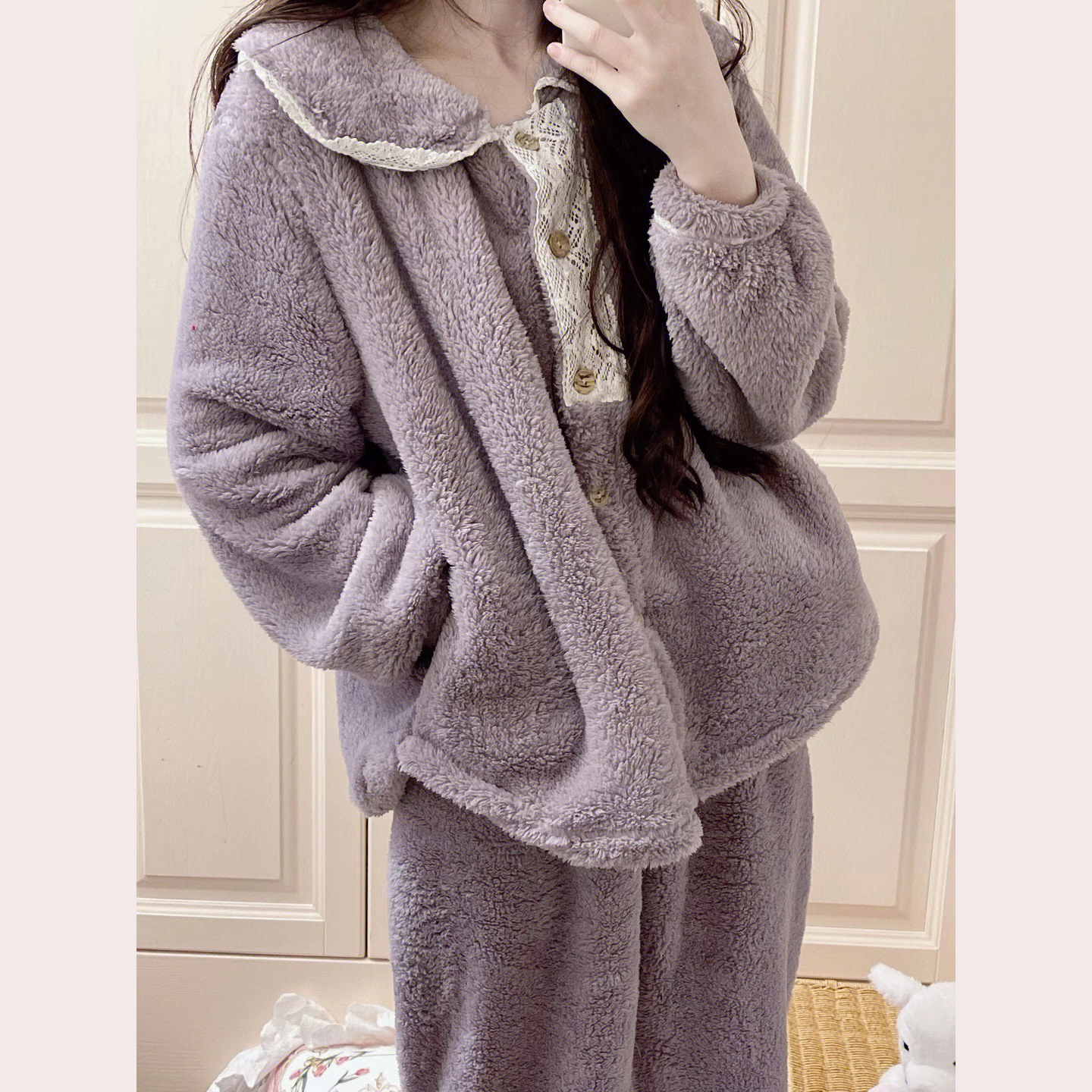 冬季可外出睡衣女士冬加厚加绒新款宽松长袖高颜值保暖绒绒家居服