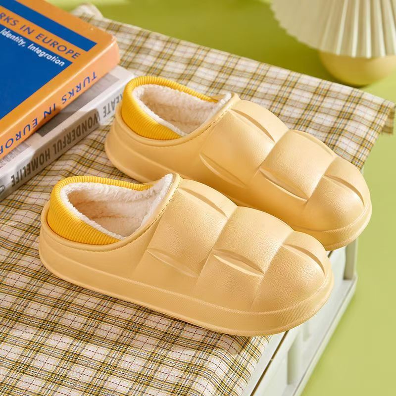 秋冬季新款女式保暖棉拖eva包跟棉拖情侣拖鞋防水居家棉拖鞋