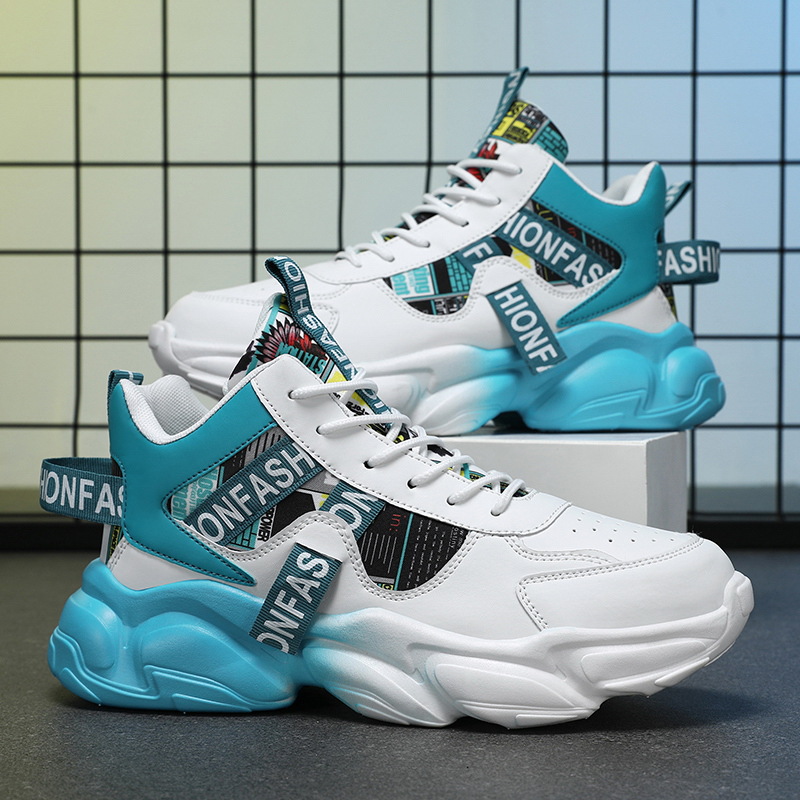 【小扬哥优选】秋季男鞋新款透气高帮鞋子男款潮流百搭内增高运动