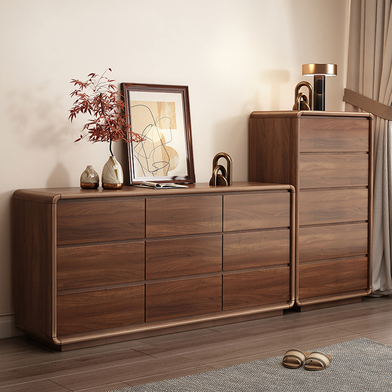 新中式实木九斗六斗柜床尾大容量收纳储物柜客厅简约抽屉柜阳台柜