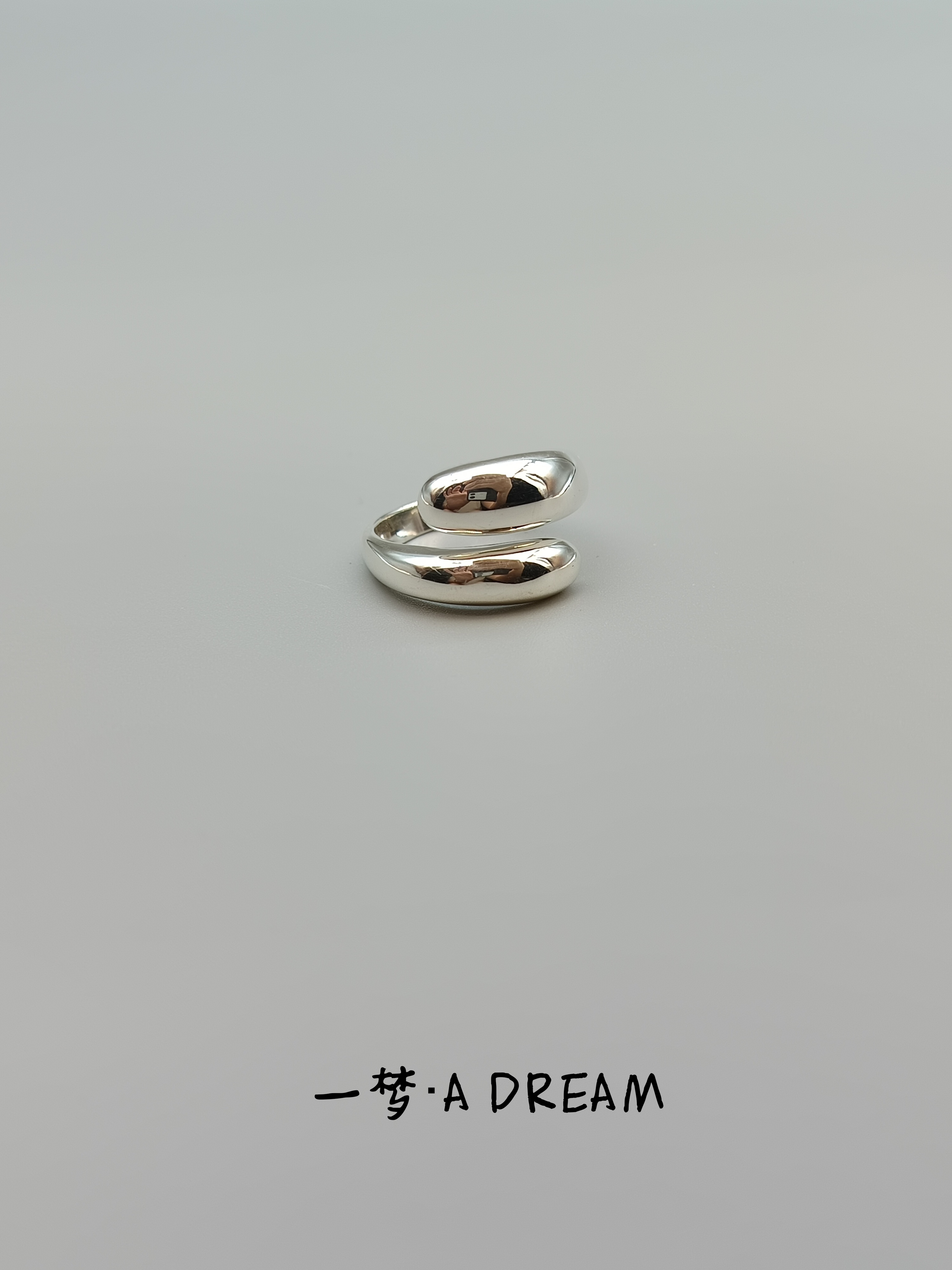 925银戒指 双水滴宽戒极简风格