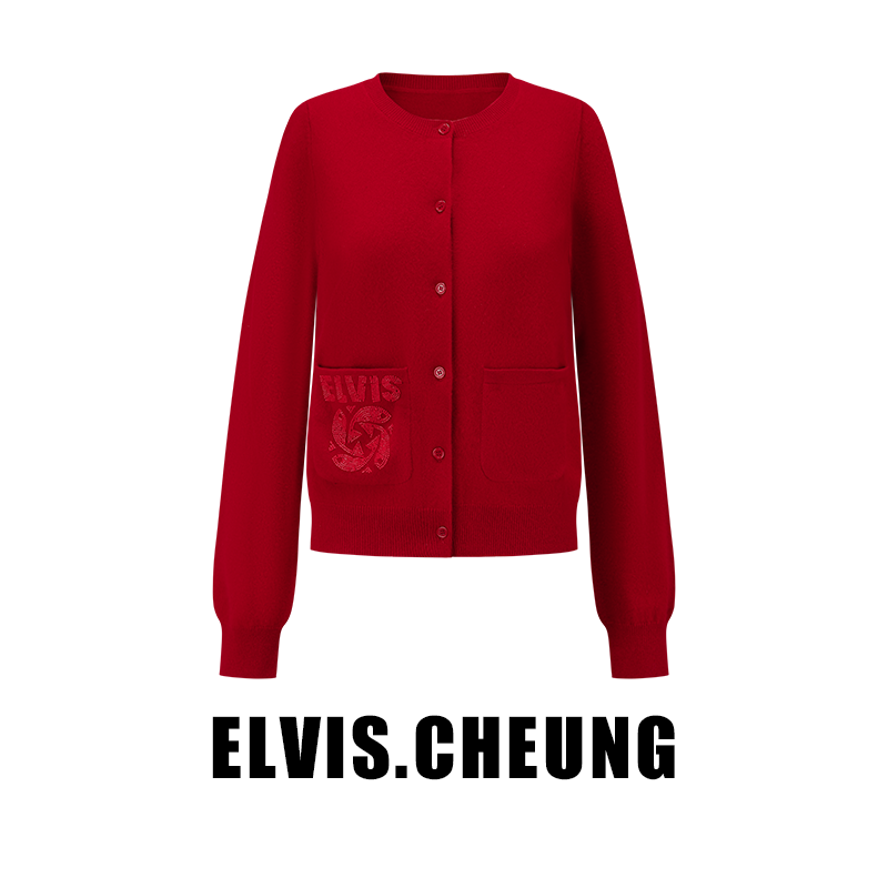 ELVIS.CHEUNG蒋云開運25贺岁款新品年年有鱼钉珠绣开衫