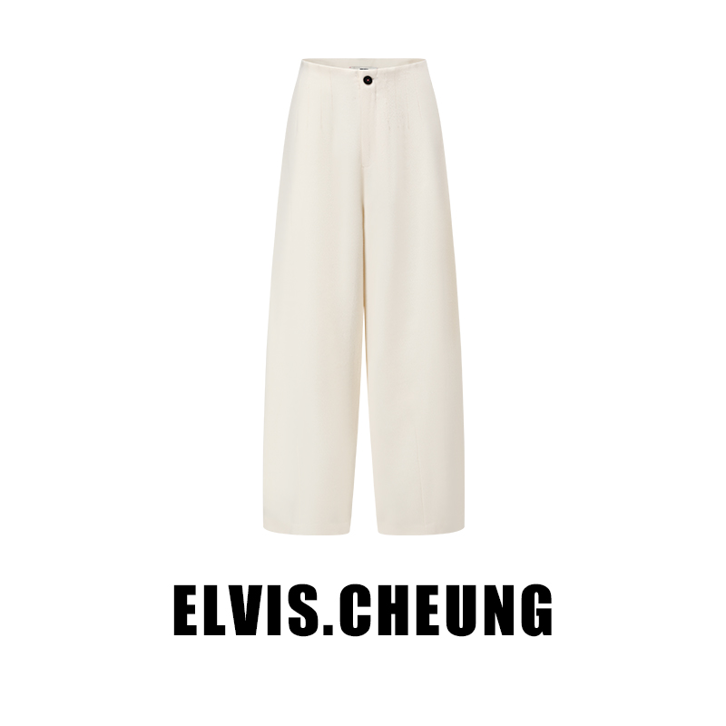 ELVIS.CHEUNG開運四色雅丹风斜纹呢连腰直筒裤