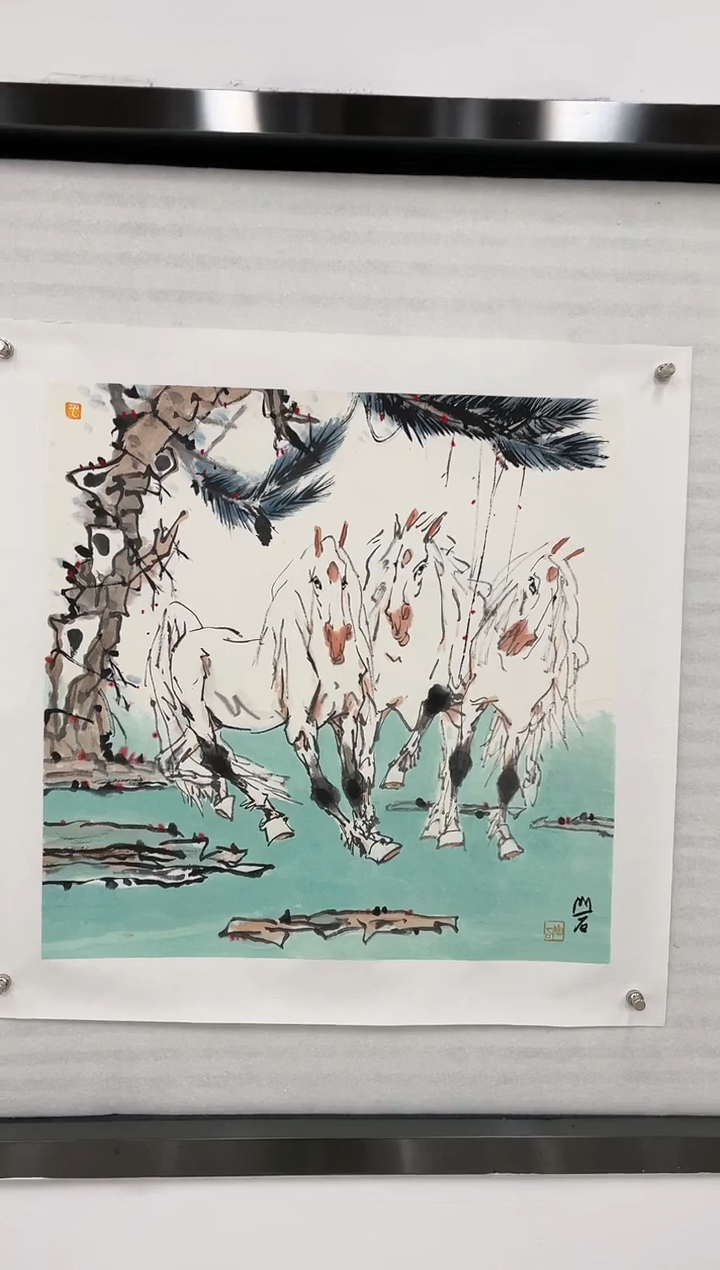 【闪购商品】绘画天启美院-国画墨宝-三骏图