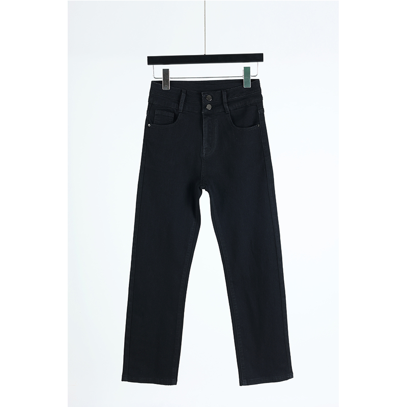 黑色九分牛仔裤女春季复古季弹力高腰百搭显瘦休闲时尚烟管裤