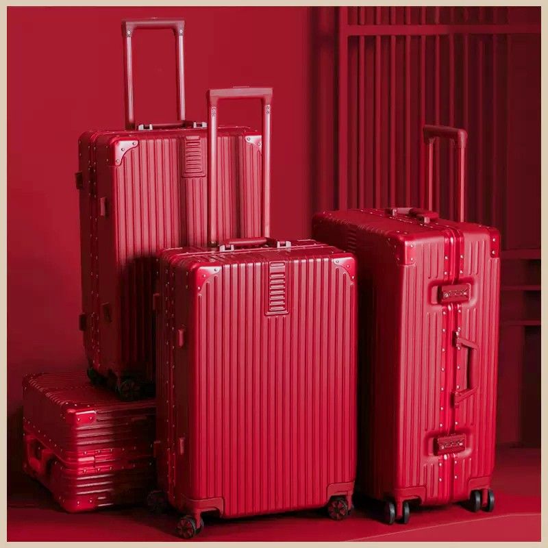 结婚行李箱陪嫁箱红色箱子拉杆箱女皮箱婚礼用密码婚庆新娘嫁妆箱