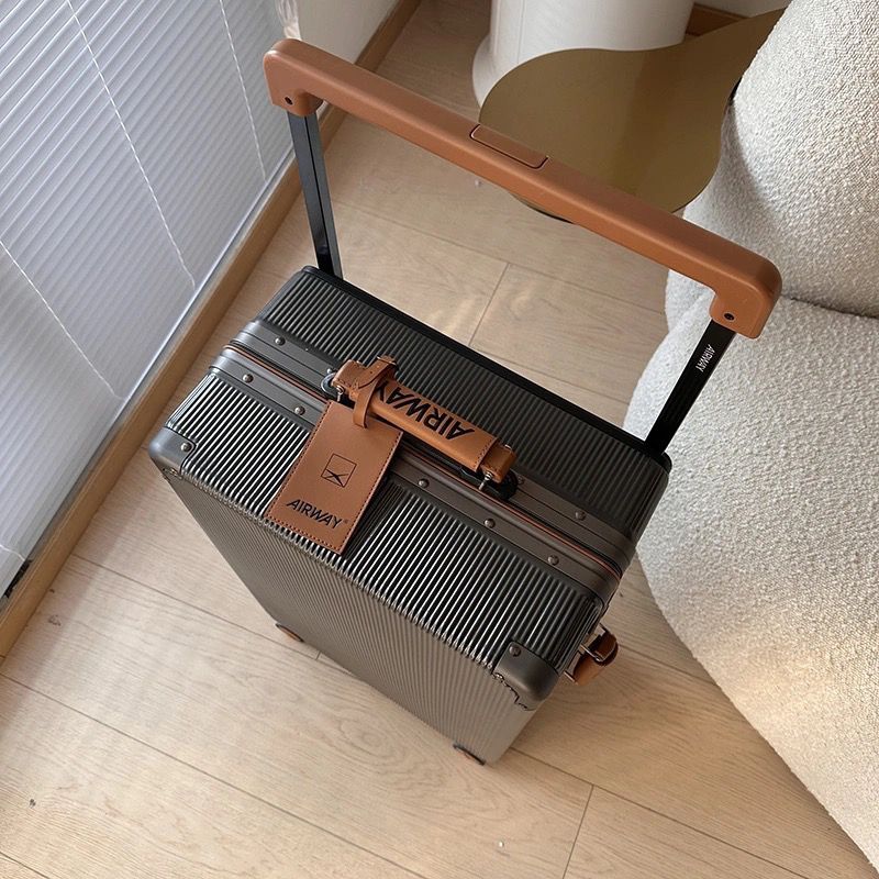 airway行李箱结实耐用铝框旅行箱2023高档PC宽拉杆密码箱20登机箱