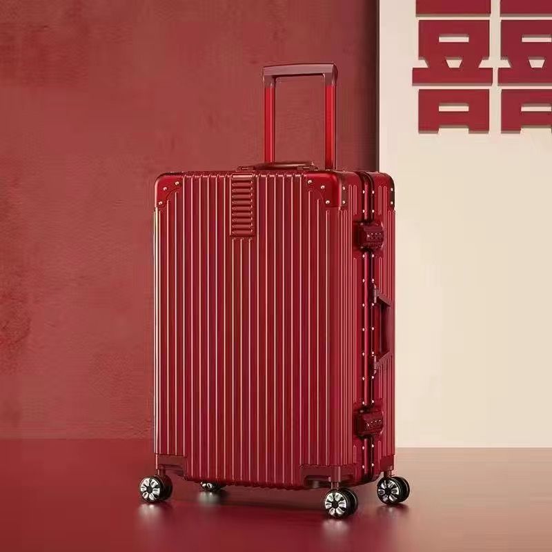婚嫁结婚行李箱红色陪嫁箱新娘出嫁婚礼用耐用密码拉杆箱嫁化妆箱
