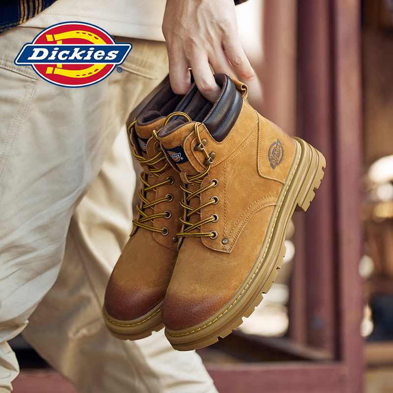 Dickies情侣款大黄靴男2025冬季休闲马丁靴高帮增高户外工装靴子