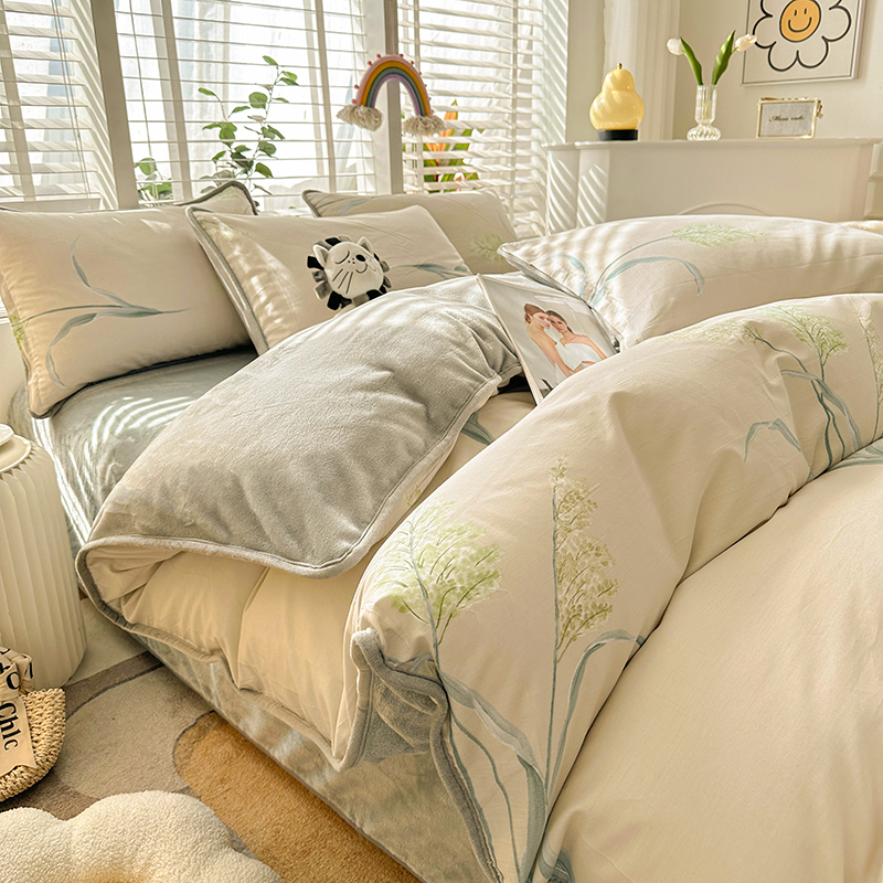 【小扬哥推荐】冬季A面纯棉全棉B面牛奶绒被套单件加绒加厚单双人