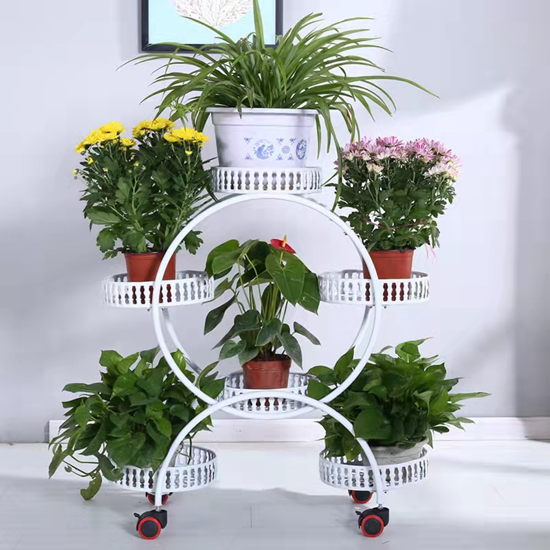 【小扬哥推荐】客厅阳台花架子室内家用花架置物架铁艺多层带轮落