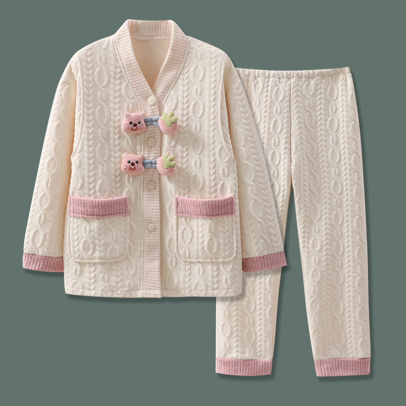 维雨空气棉大肚子加厚款孕妇睡衣秋冬季小个子可外穿哺乳期月子服