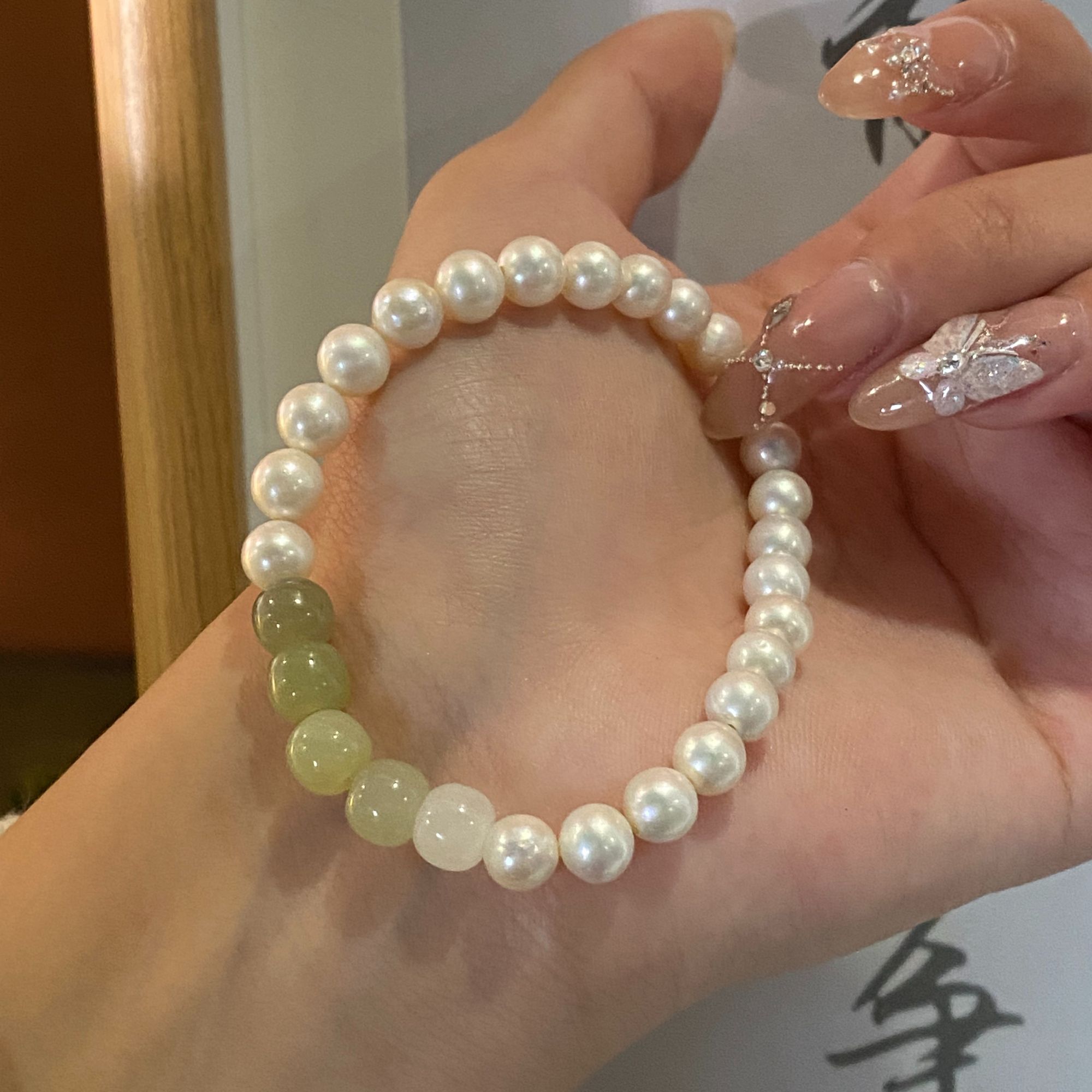 【随玉而安】原创设计渐变和田淡水珍珠手链简约女生轻奢气质百搭