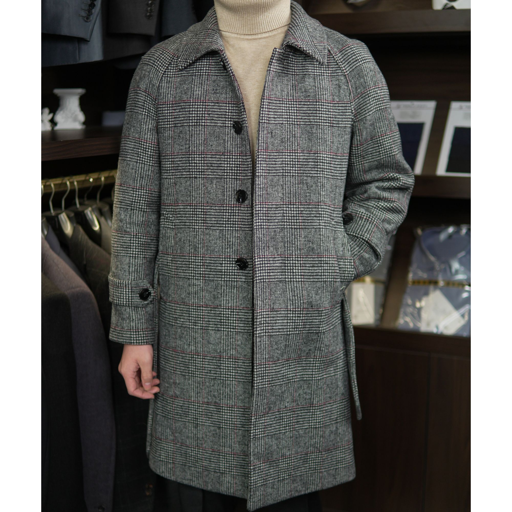 惠林顿红线亲王格巴尔马肯大衣双面羊毛中长款秋冬男商务休闲外套