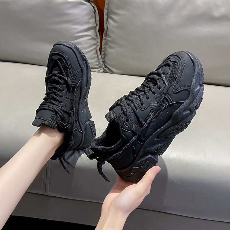 李宁国潮断码35-43全黑色老爹鞋女ins潮百搭运动鞋42脚胖宽肥大码