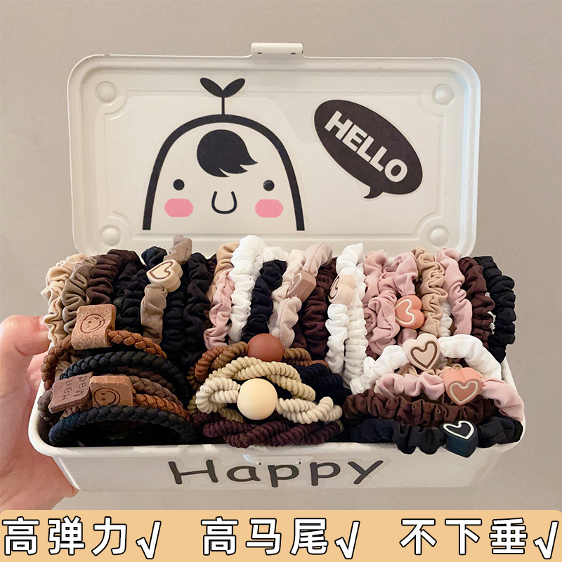 爱心高弹力女生简约气质皮套高马尾皮筋发圈