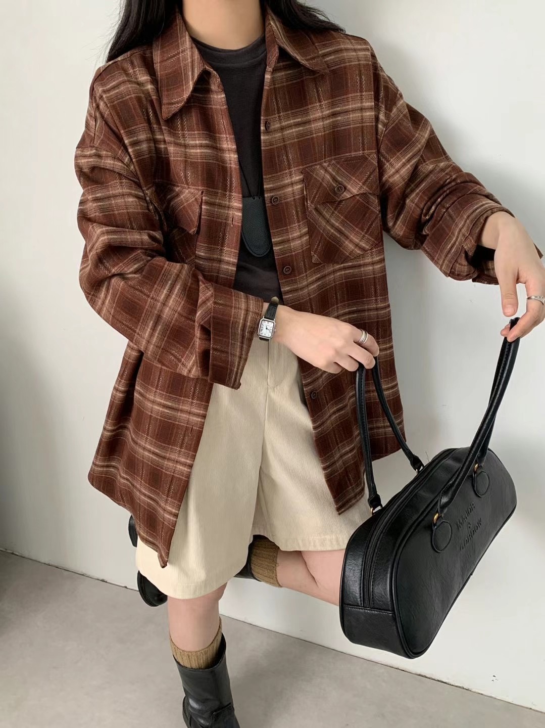 簡一女装直播间链接格子衬衫女款秋冬内搭打底