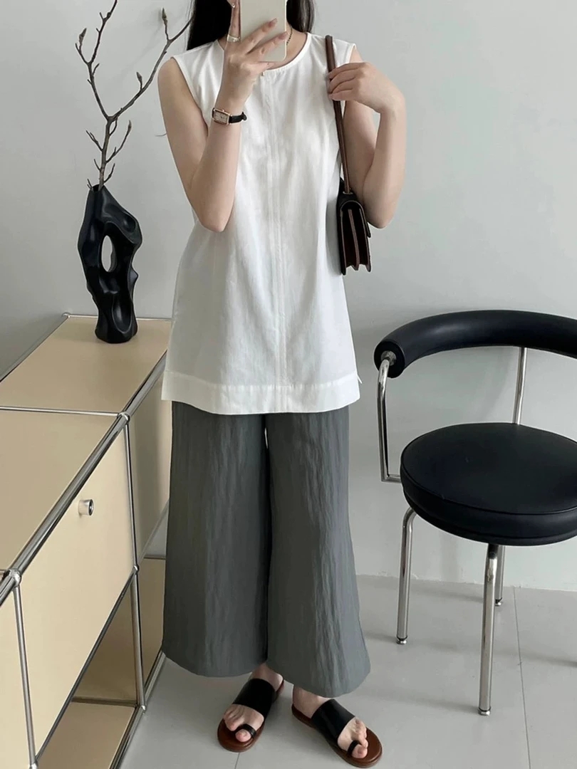 簡一女装直播间链接纯色简约气质无袖背心