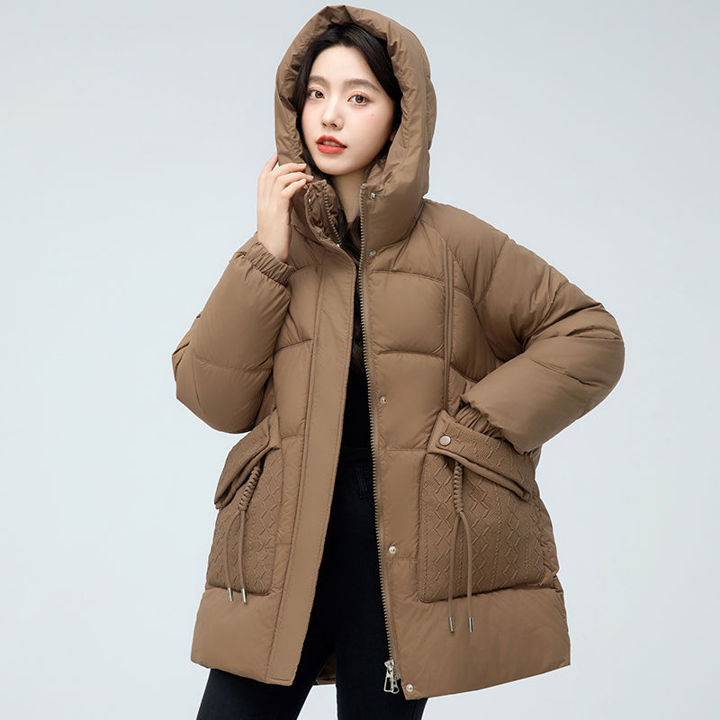 波司澄羽绒服女中长款冬季新款时尚韩版宽松加厚保暖白鸭绒外套