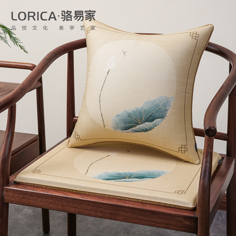 骆易家【荷花韵】中式禅意椅子坐垫圈椅座垫椅子沙发垫椅垫凳子垫