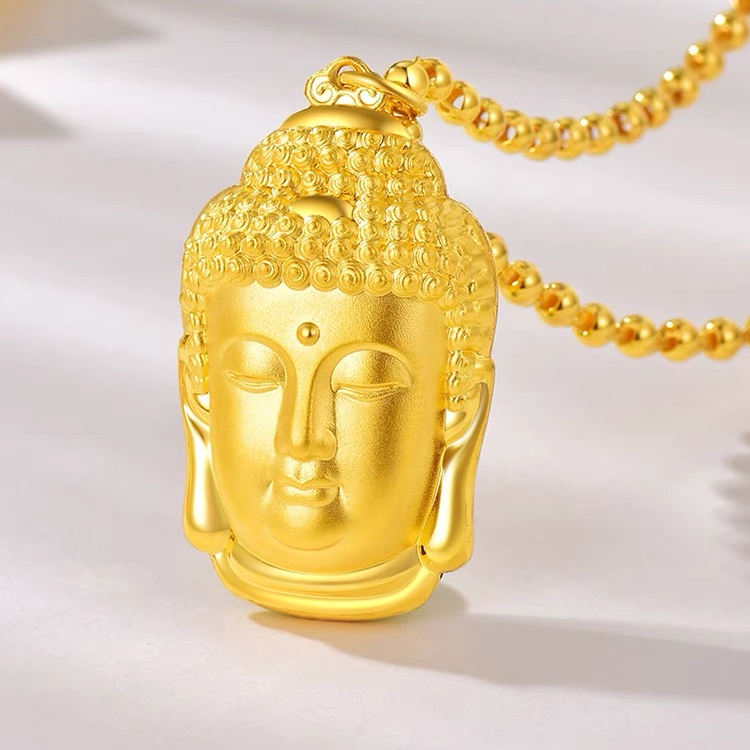 合金吊坠 金包银佛头项链光珠套装