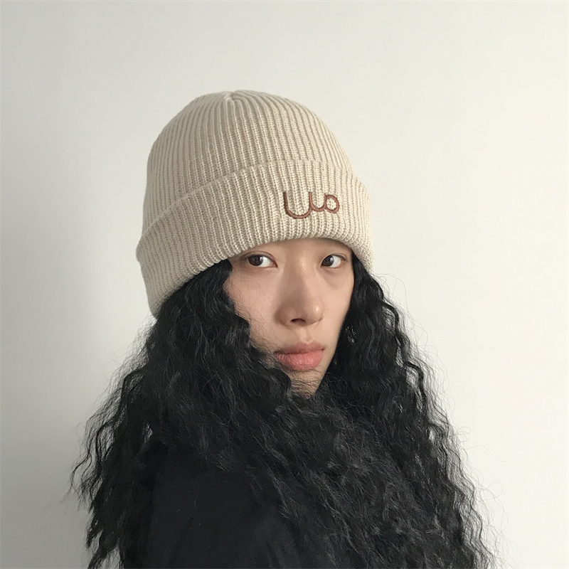 三环路联名张显小标刺绣针织帽显白浅咖色包头帽护耳护额保暖秋冬