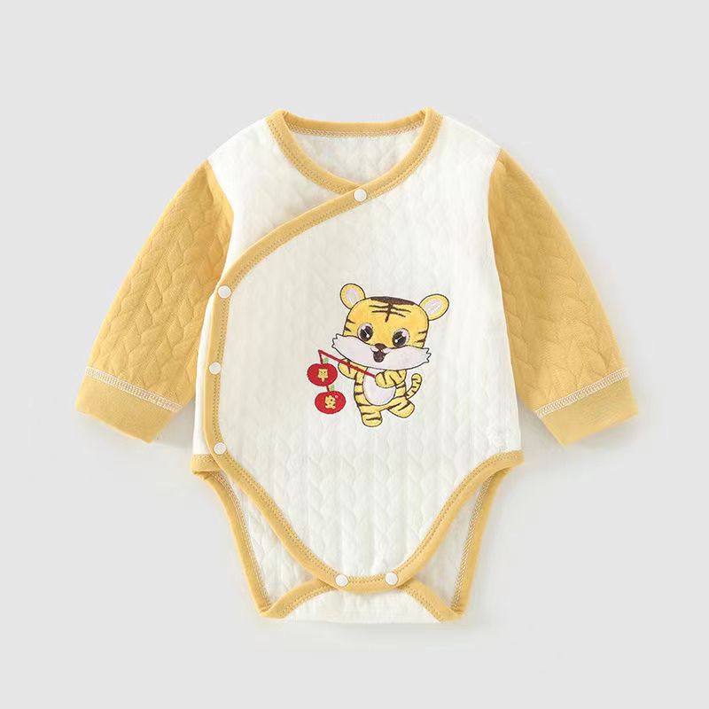 婴儿保暖夹棉包屁衣秋冬款A类棉新生儿连体衣三角哈衣宝宝爬服