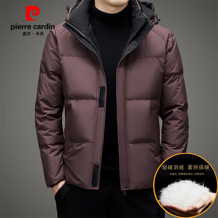 皮尔卡丹专柜同款冬季羽絨服男短款青春潮流男装保暖加厚可拆卸帽