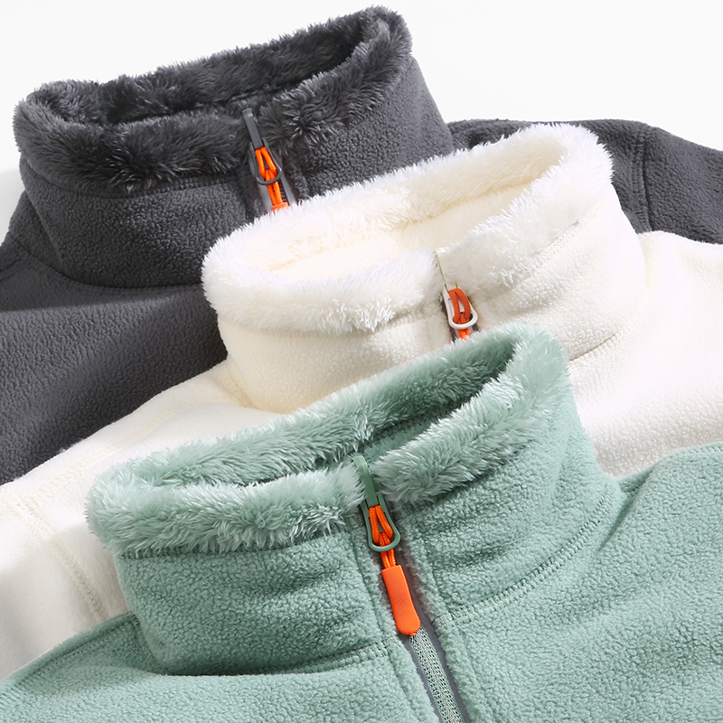 抓绒衣双面珊瑚绒男女冲锋衣内胆秋冬加厚保暖摇粒绒外套女两面穿