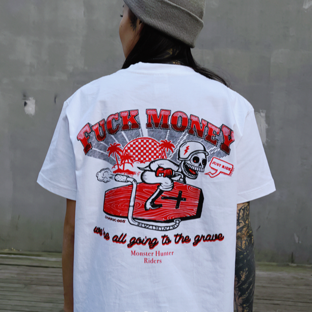 【复古美式白】55's Vintage重磅原创摩托机车T恤 男女同款穿搭