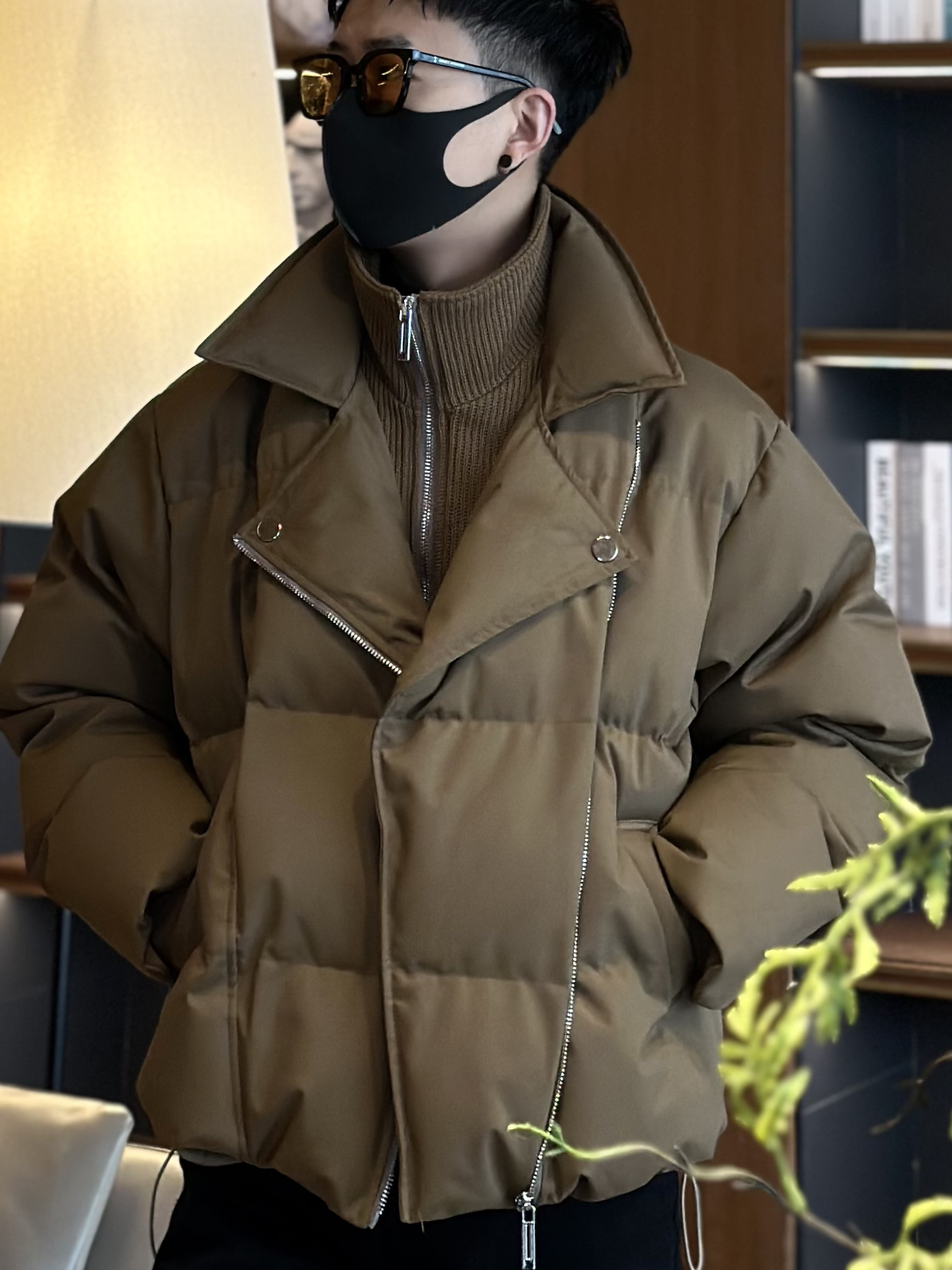 CY【CHAOYE】潮牌韩系冬季加厚假两件机车领宽松休闲时尚棉衣外套