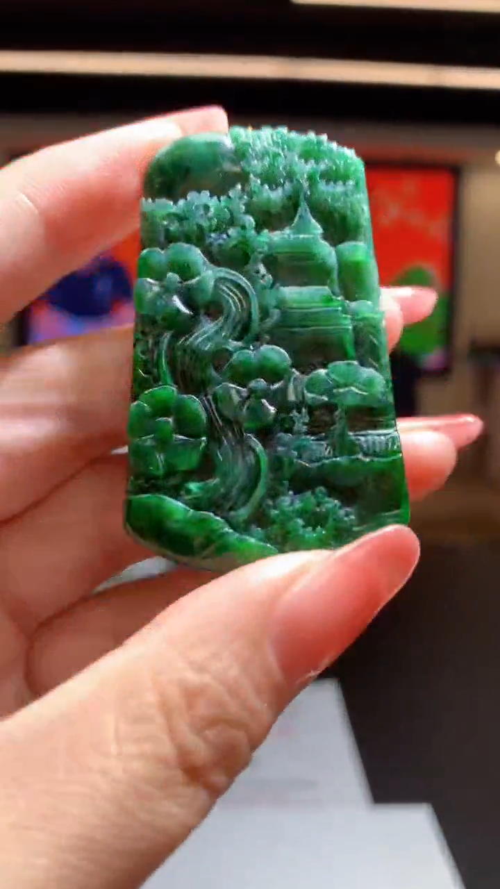 【闪购商品】定制翡翠未镶嵌5055dd-毛货盖章459山水