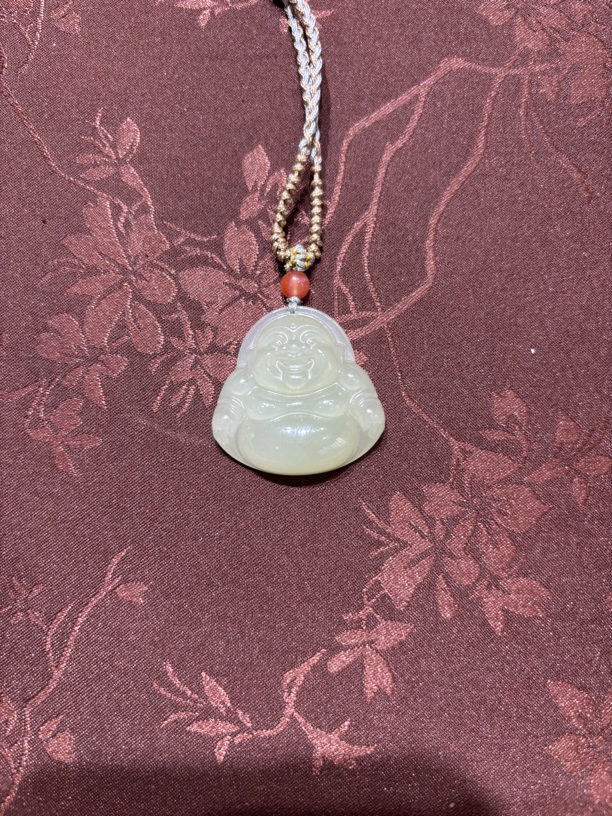 和田玉晴水佛公吊坠，带配绳