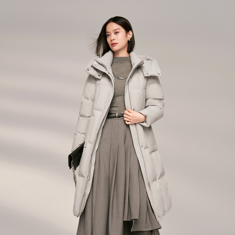 【鹅绒】【波司登】2024年新款冬季长款外套经典休闲时尚女款连帽羽