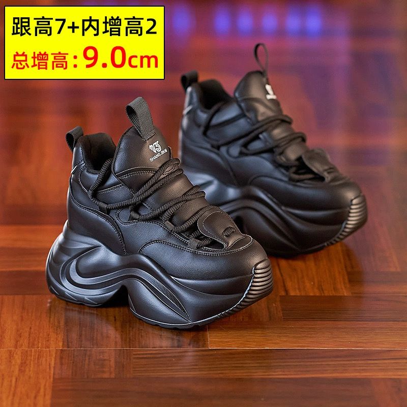 新款女鞋内增高8cm百搭老爹鞋女小白鞋秋冬季保暖运动休闲厚底松