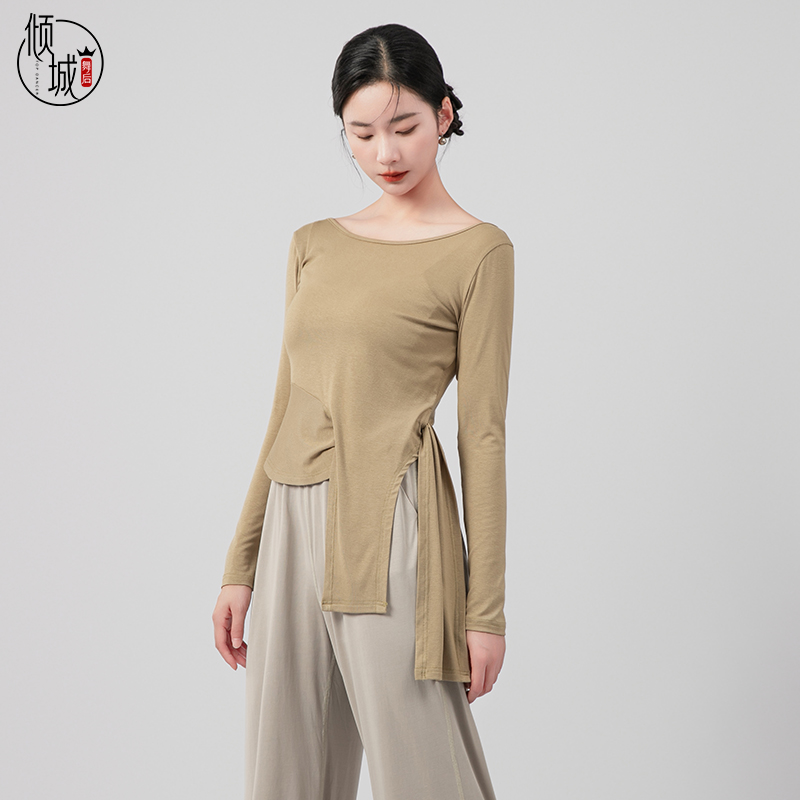 倾城舞后舞蹈服2023新款秋冬季长袖现代舞上衣不规则古典舞练功服