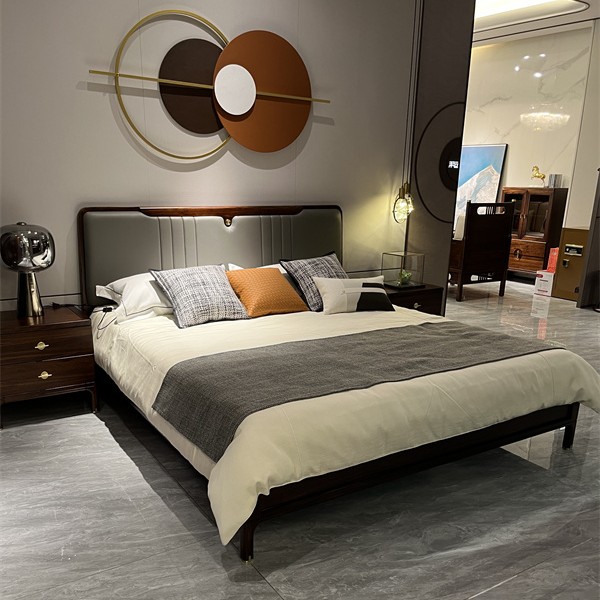 禾运新中式1-102乌金木全实木床卧室成套软靠大床高端乌金木大床
