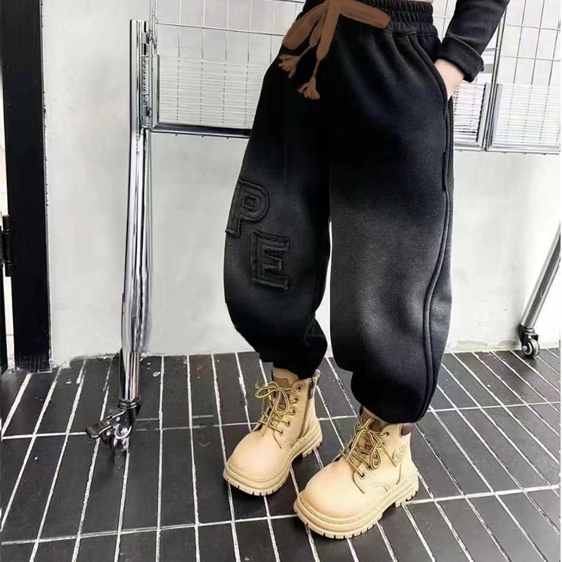 洋气秋季儿童秋款阔腿鲨鱼中大童男童加绒裤子2023新款卫裤运动裤