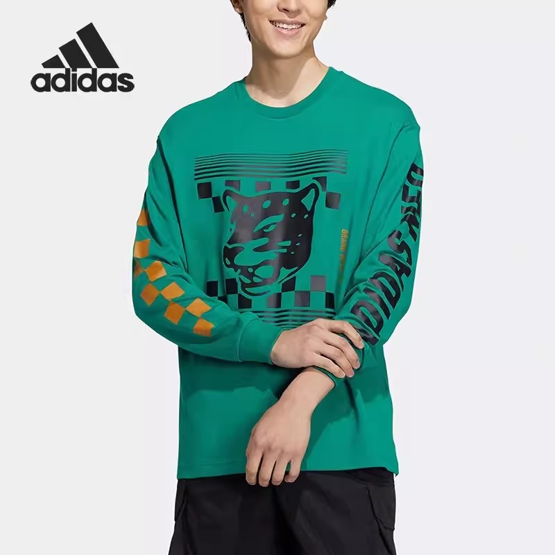 (WZ)Adidas阿迪达斯男女宽松透气长袖时尚舒适T恤圆领上衣HN4749
