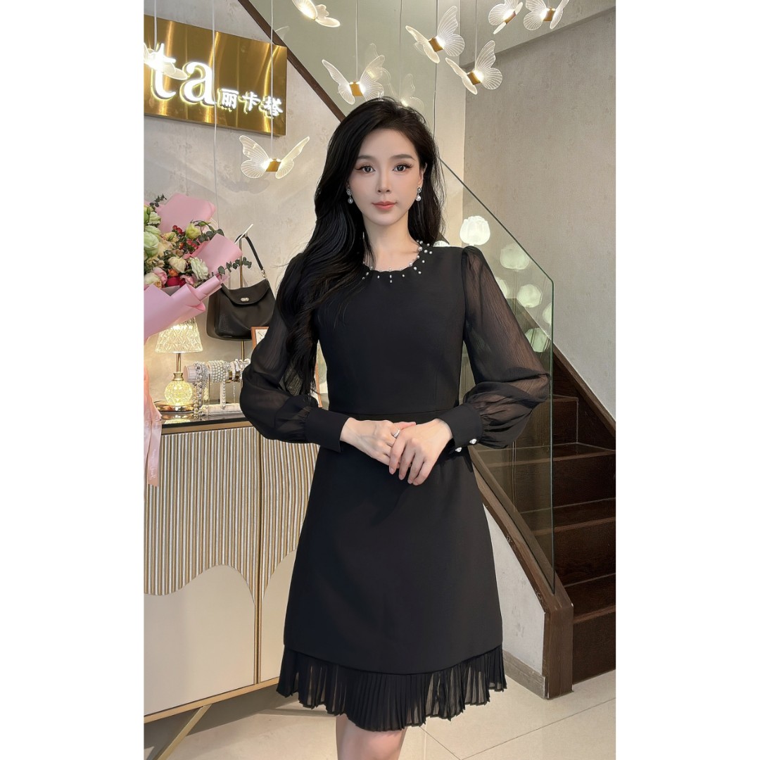 YUANBAO【舒荷-LotuEa】法式时尚轻奢气质长袖连衣裙百搭老钱风女装