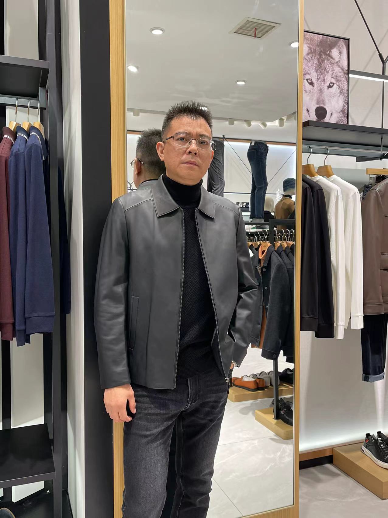 Septwolves/七匹狼2022秋冬福利款翻领皮衣（5665）原价3599