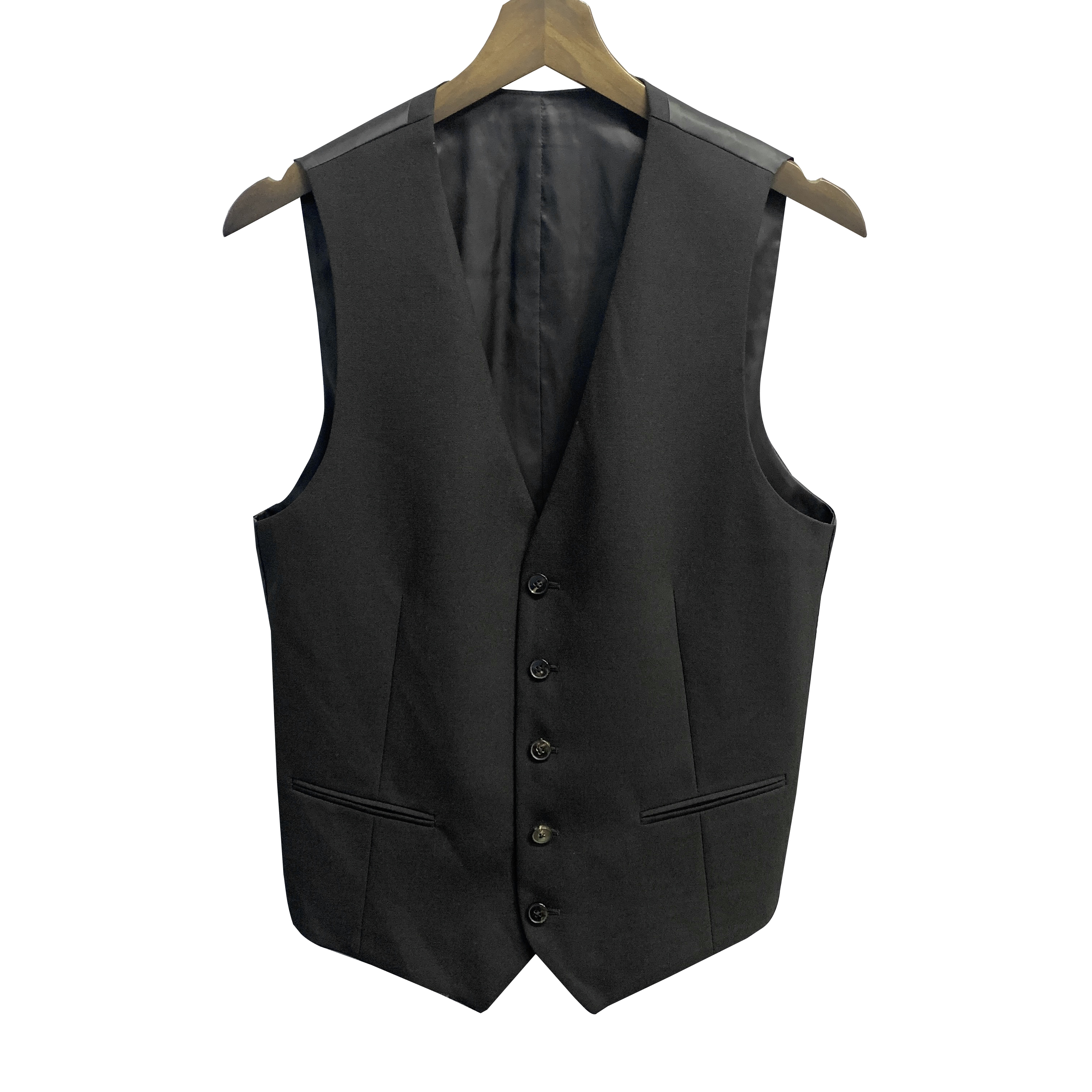 鸟【美丽诺羊毛】黑色马甲5粒牛角扣男士内搭商务西装马夹MJ004