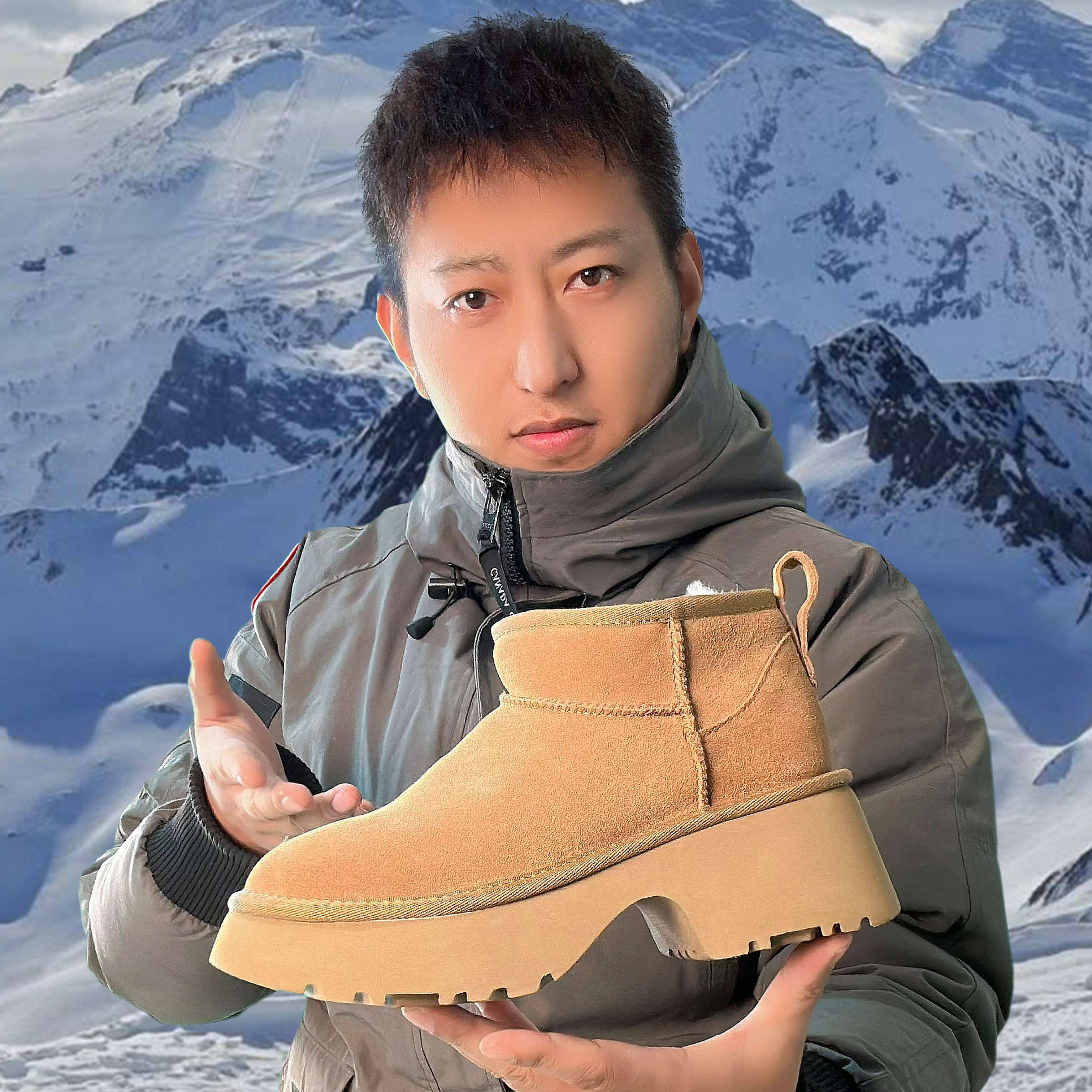 【厚底人鱼款】女款冬季低筒羊皮毛一体加厚保暖雪地靴百搭