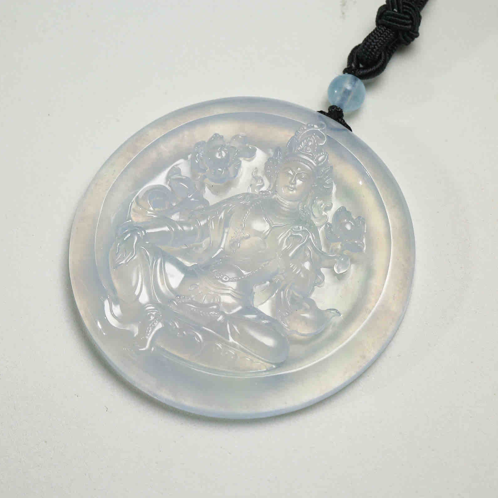 经鼎玉器【绿度母】锐光老师玉雕作品天然缅甸翡翠吊坠