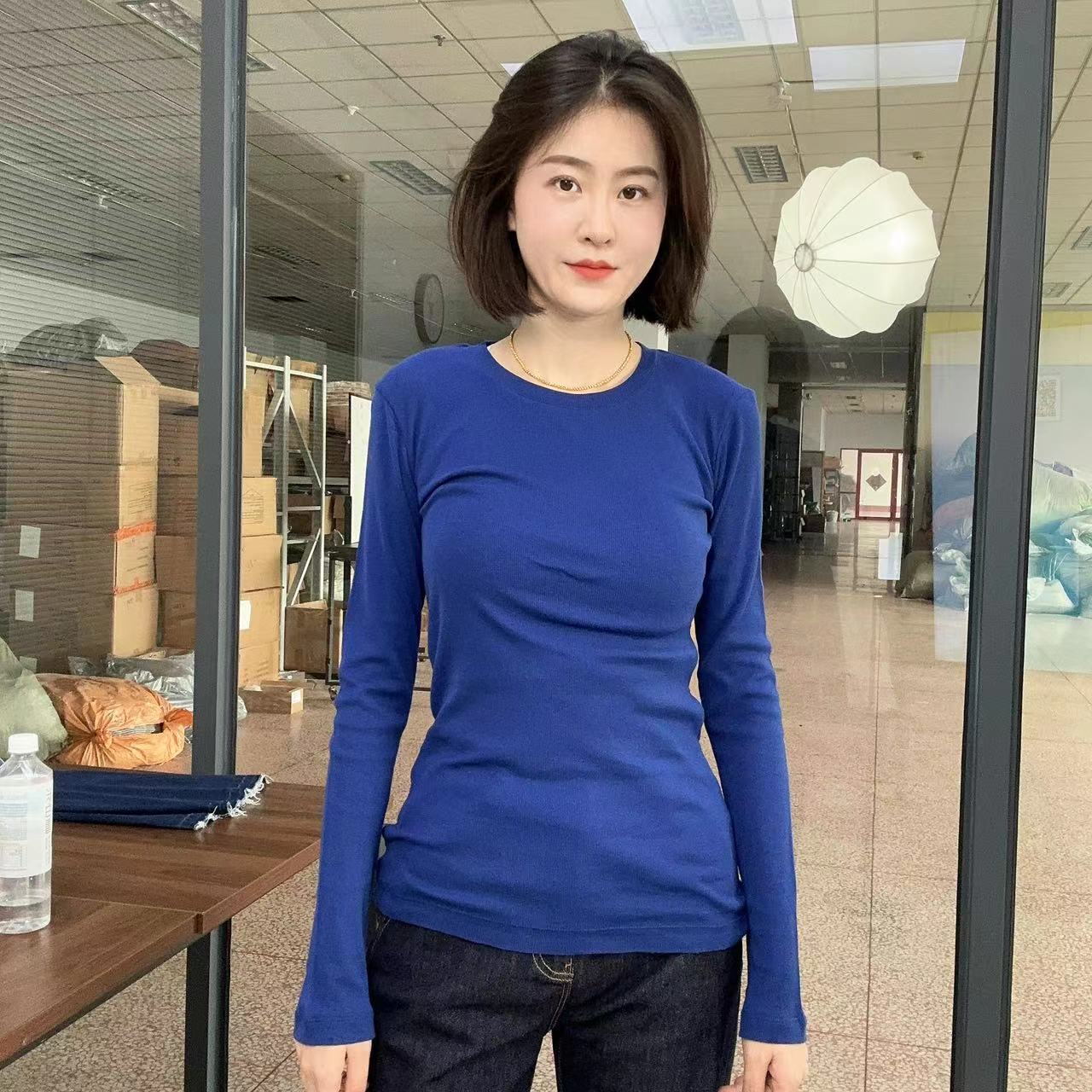 清货*2025女士素家长袖T恤薄透70支2乘2罗纹