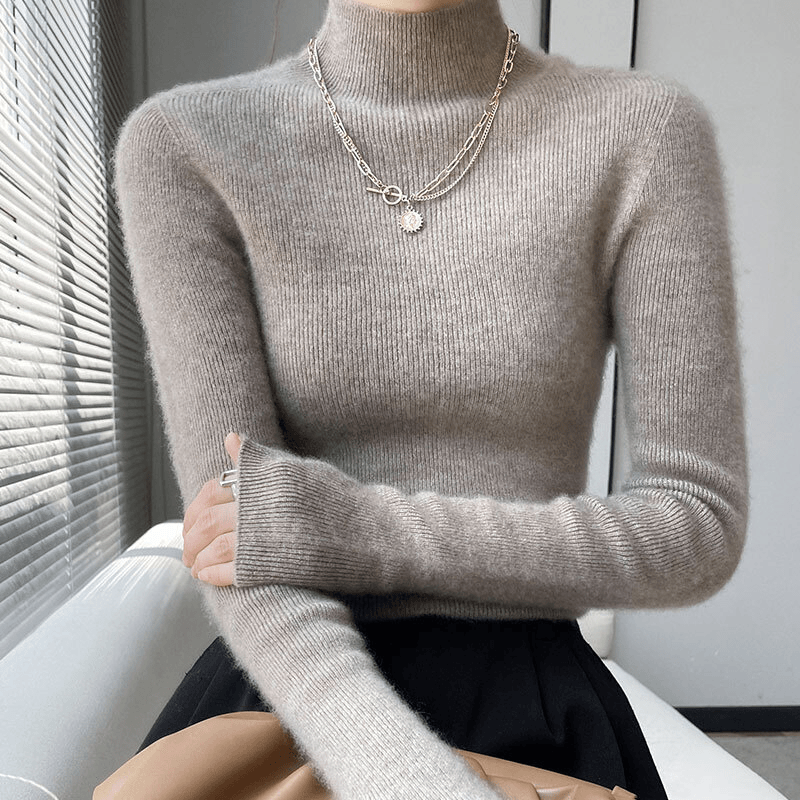 一线成衣羊毛衫半高领套头修身针织衫秋冬新款纯色显瘦打底毛衣