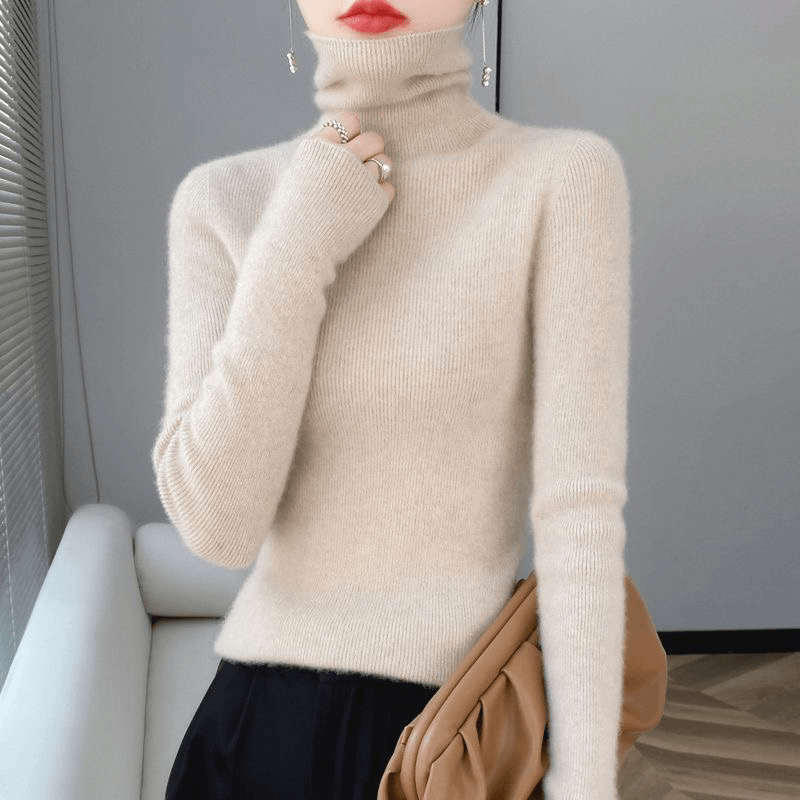 【一线成衣】羊毛衫女高领套头毛衣秋冬新款纯色修身长袖针织打底衫