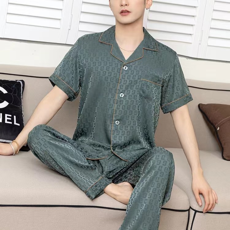 2023新款睡衣男士夏季短袖长裤大码休闲家居服男款夏天高品质套装