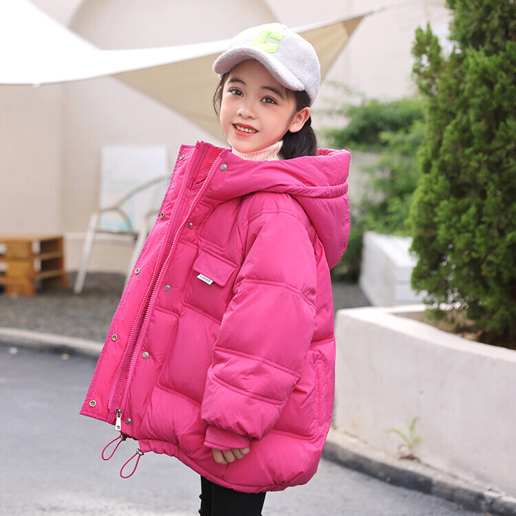 儿童羽绒服女童中长款2023洋气时尚连帽轻薄加厚新款韩版中大童冬