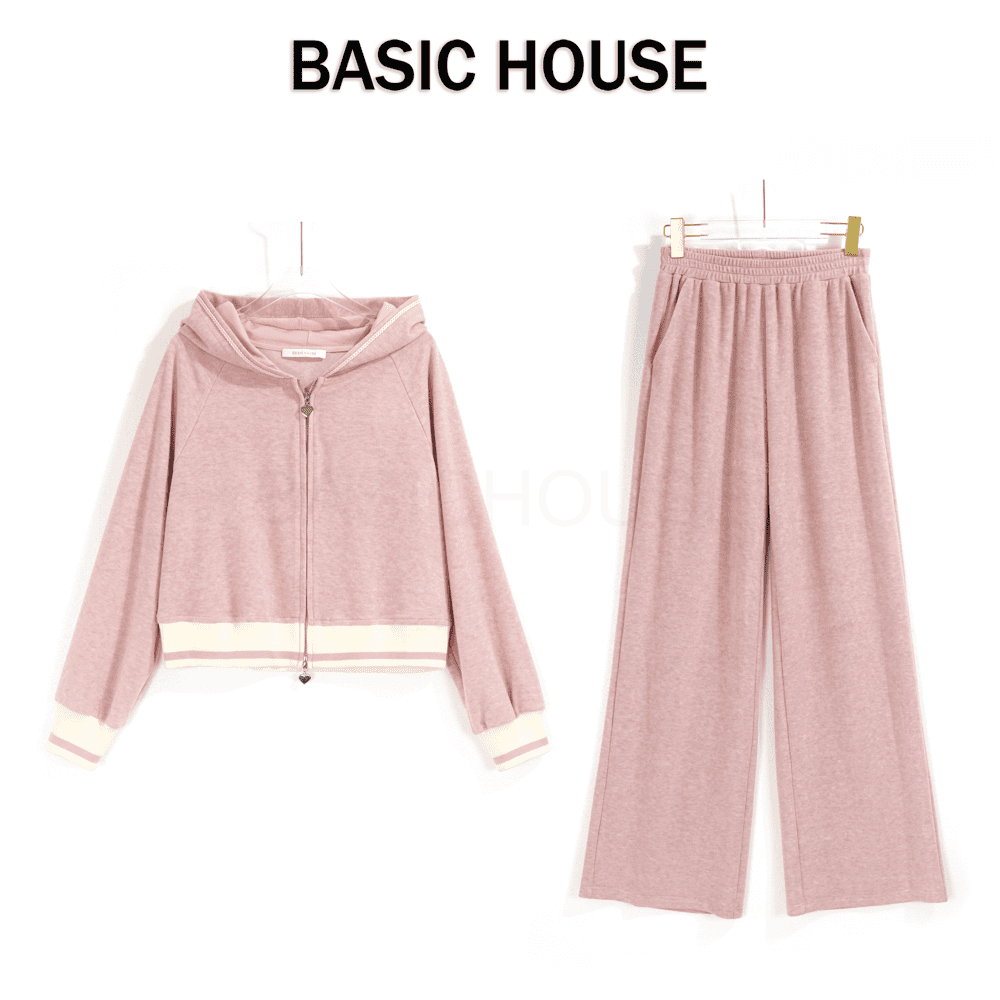 BasicHouse/百家好CSM秋款休闲气质显瘦长袖运动连帽套装J152